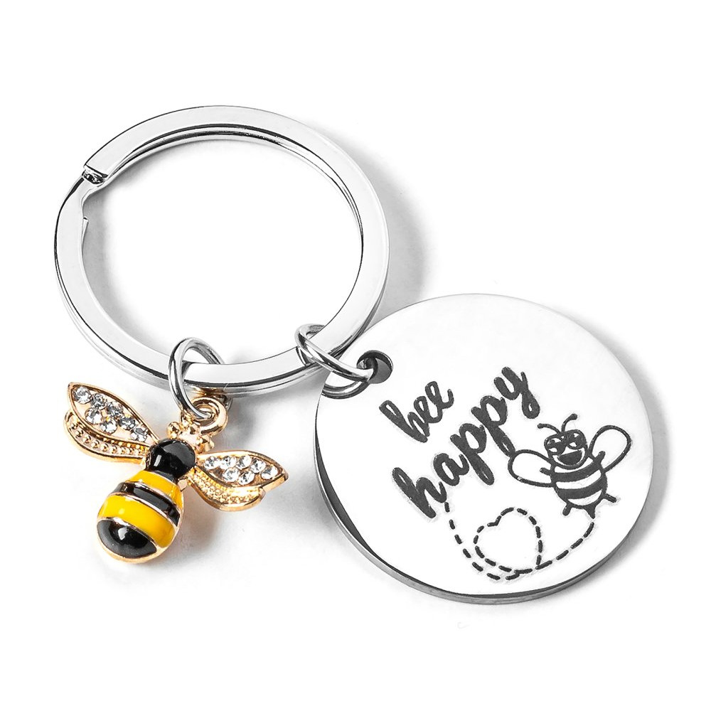 Billede af "Bee Happy" Nøglering