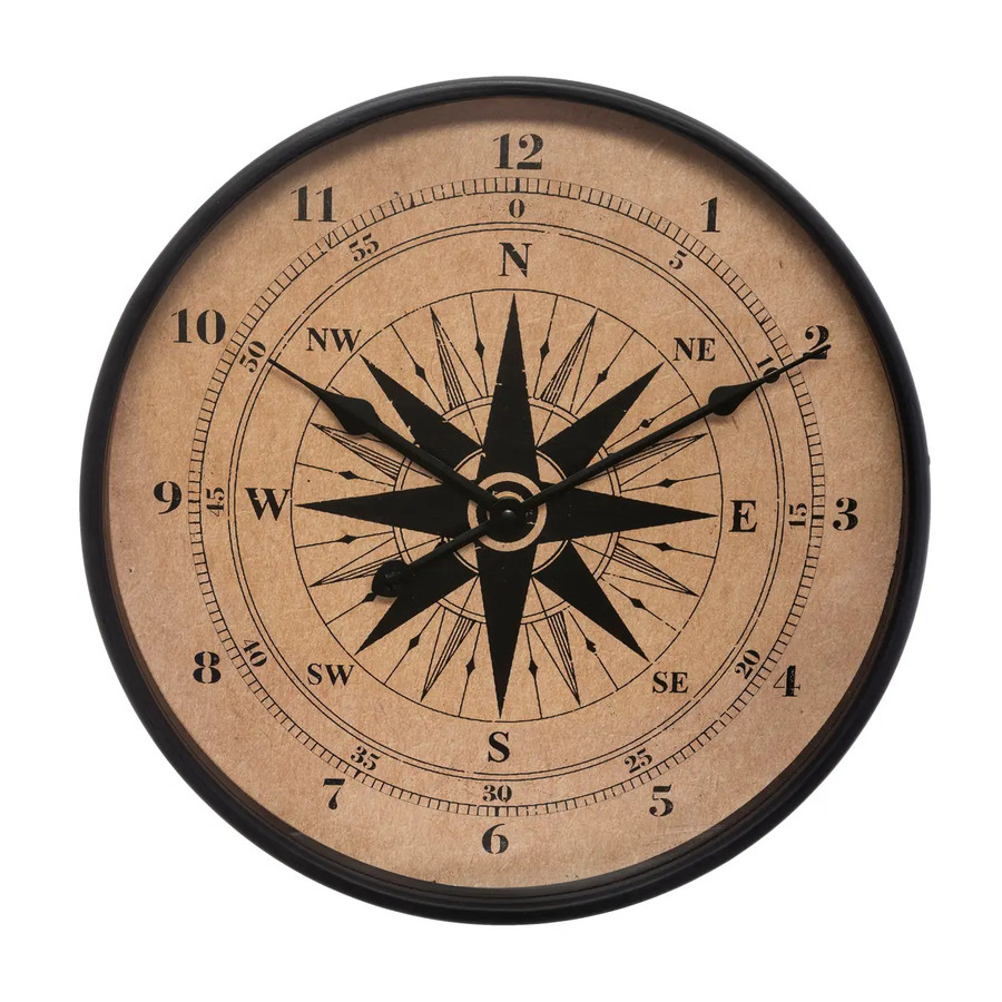 Kompas Vægur - Brun - Ø38 cm