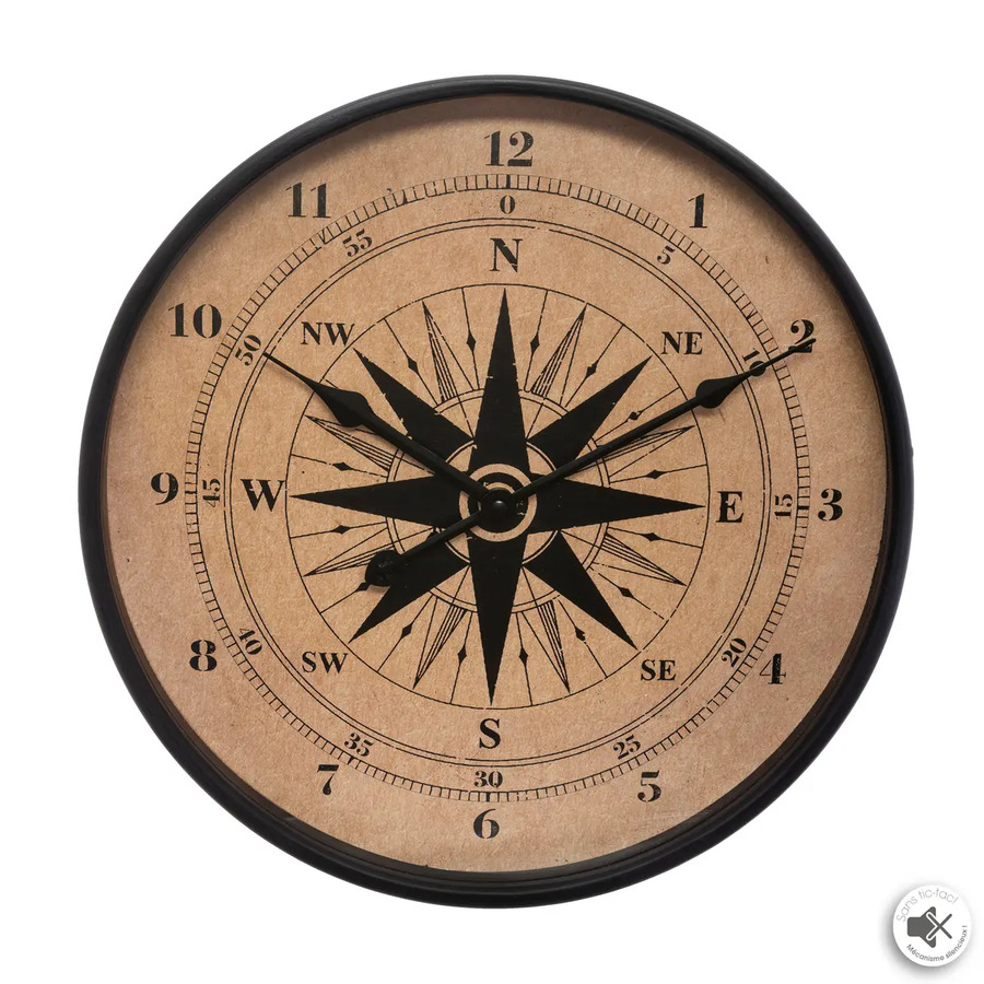 Se Kompas Vægur - Brun - Ø38 cm hos GStore