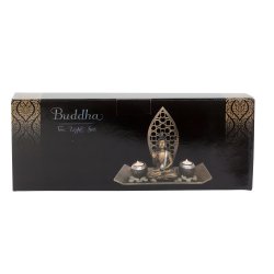 Buddha St med 2 Fyrfadsstager - 35 cm