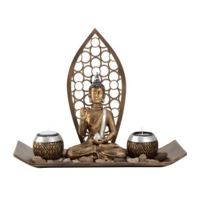 Buddha St med 2 Fyrfadsstager - 35 cm