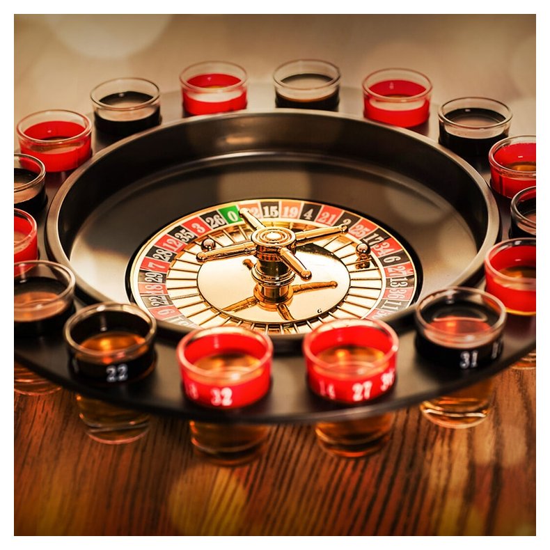Roulette Drukspil Med 16 Shotglas