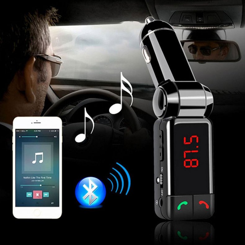 FM Transmitter Til Bilen Med Bluetooth 4 i 1