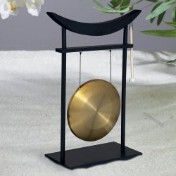 Guldfarvet Gong p Stativ - 70 cm