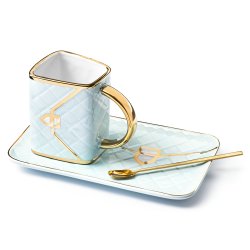 Hndtaske Krus med Tallerken og Guldske