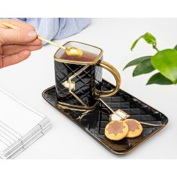 Hndtaske Krus med Tallerken og Guldske