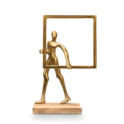 Mand i Guldfarvet Ramme - Figur