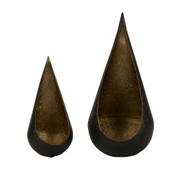 Metal Fyrfadslysholderst I Sort og Guld