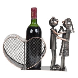 Metal Vinholder - Dansende Par med Korkbeholder