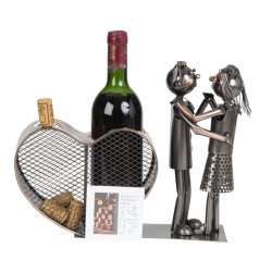 Metal Vinholder - Dansende Par med Korkbeholder