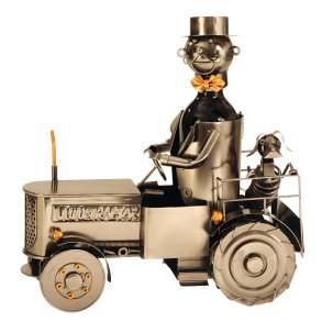 Metal Vinholder - Traktor med hund