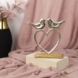 Metalhjerte med fugle p trfod