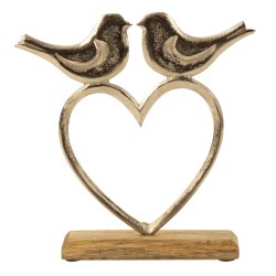 Metalhjerte med fugle p trfod
